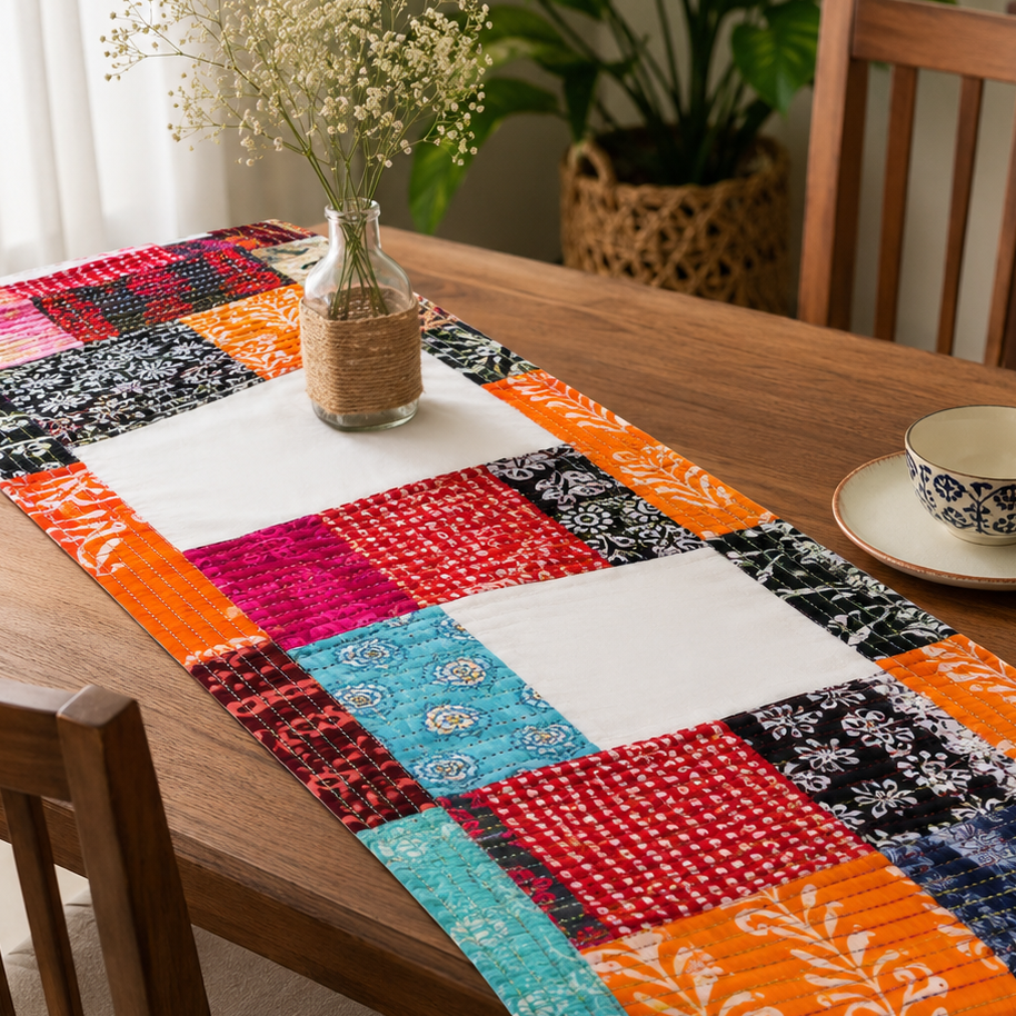 Handcrafted Colourful Patchwork Table Runner